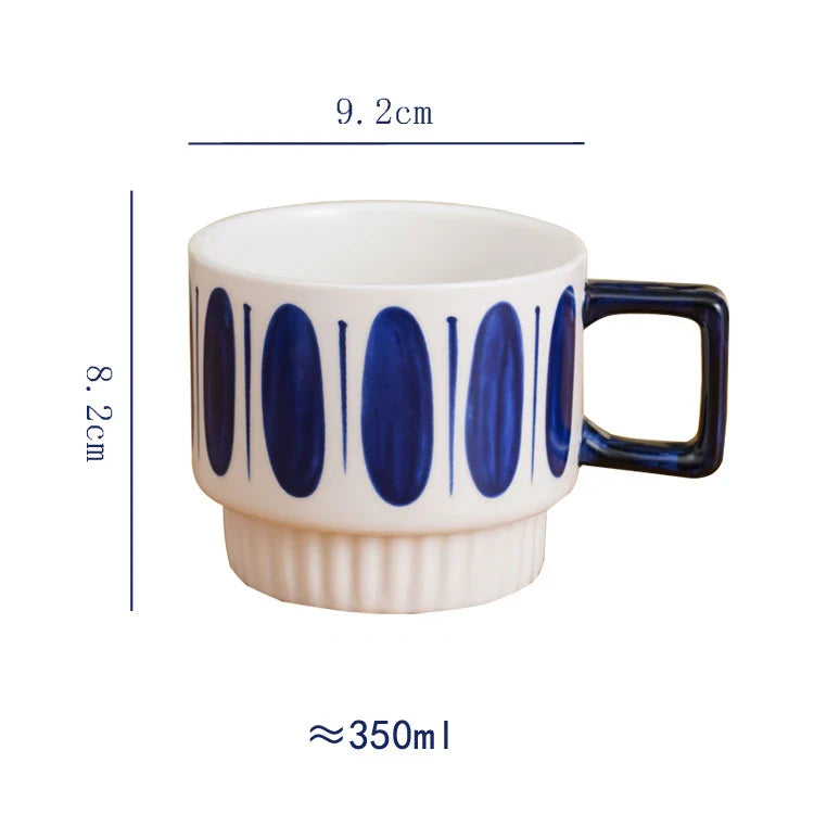 Afralia™ Porcelain Stacking Cup Set - Creative Painted Pattern Tea & Coffee Mug