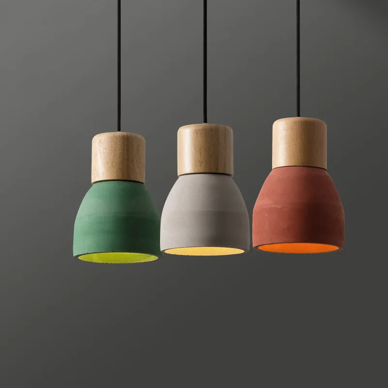 Afralia™ Nordic Wood & Cement Pendant Lights for Modern Decor