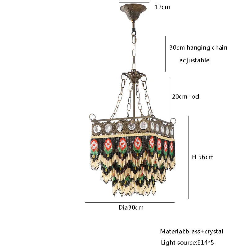Afralia™ Black Rose Tassel Pendant Lights, Classic Retro Lustres for Living Room