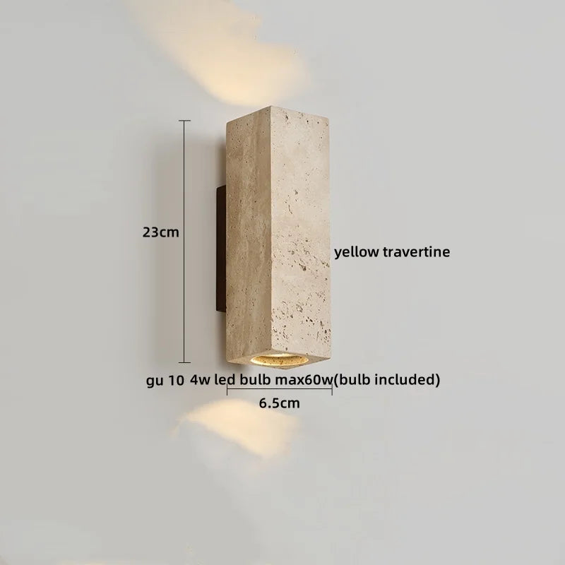 Afralia™ Yellow Travertine LED Wall Light Sconces for Living Room Home Decor
