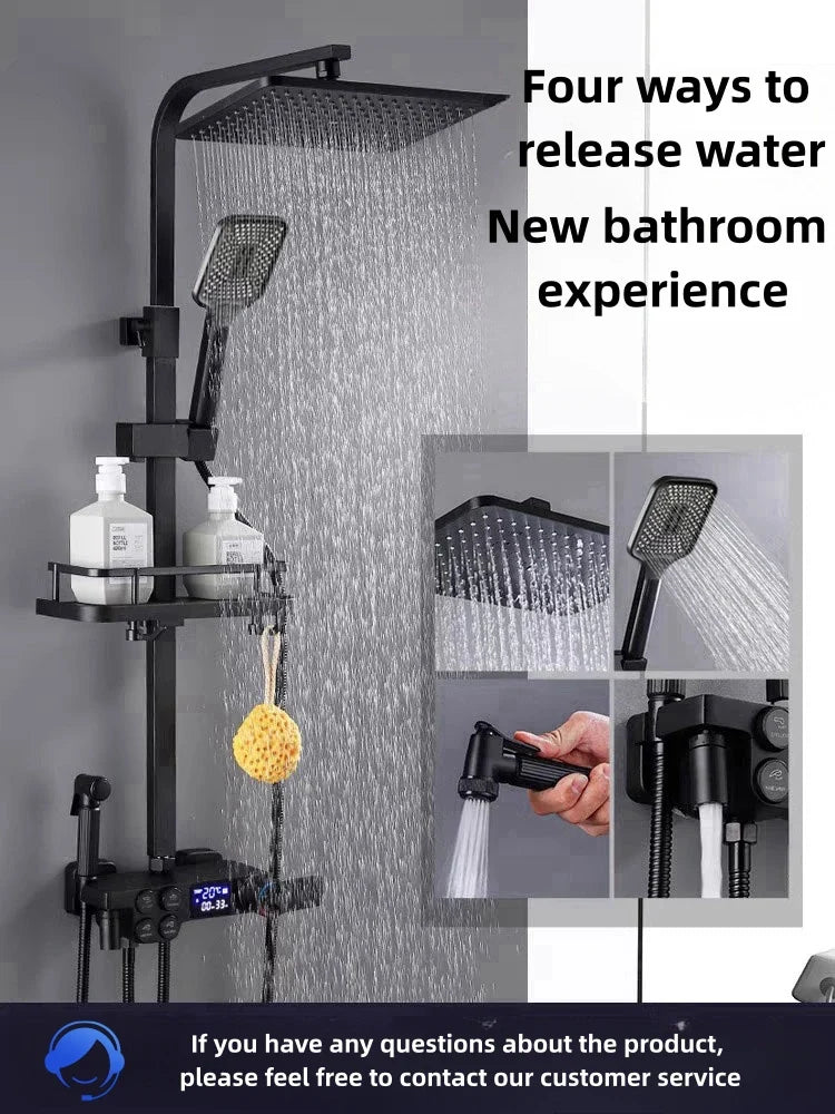 Afralia™ Smart Electric Sunflow Rainfall Showerheads System Kit for Bathroom