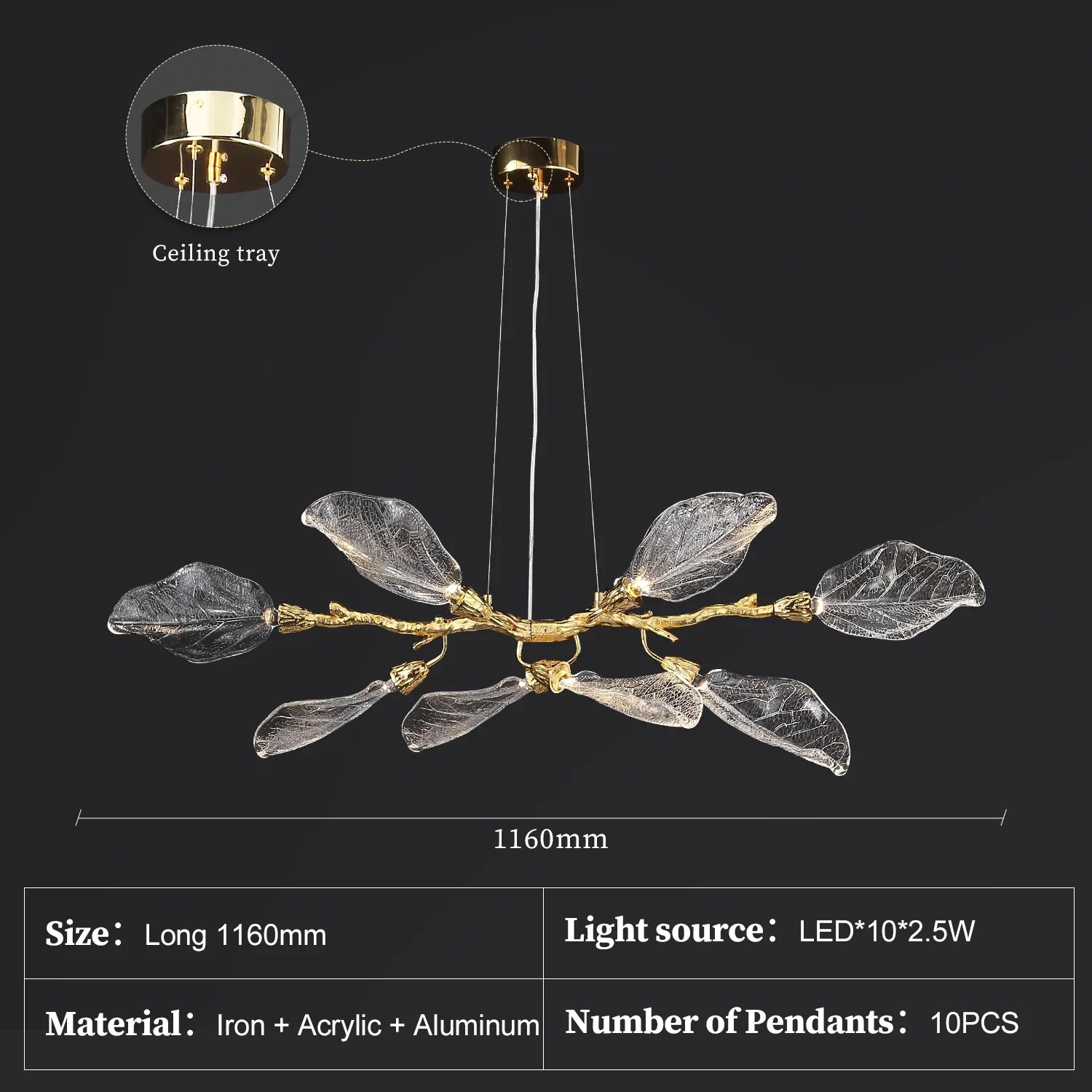 Afralia™ Leaf Design Clear Glass Pendant Light, Luxury Ceiling Lamp