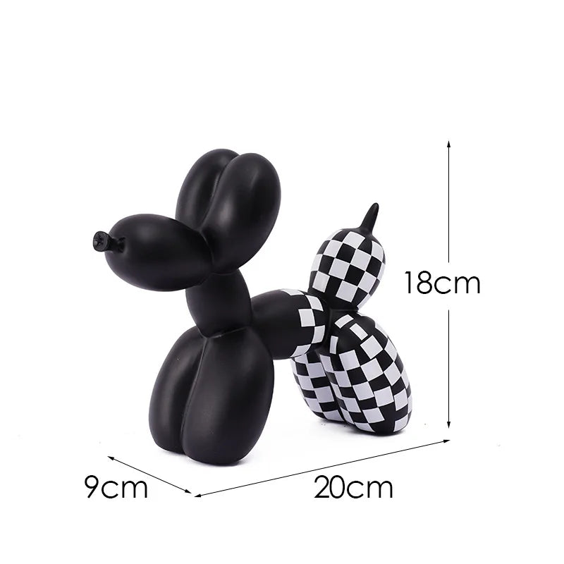 Afralia™ Plaid Balloon Dog Ornament: Modern Art for Home Office Decor & Gifting