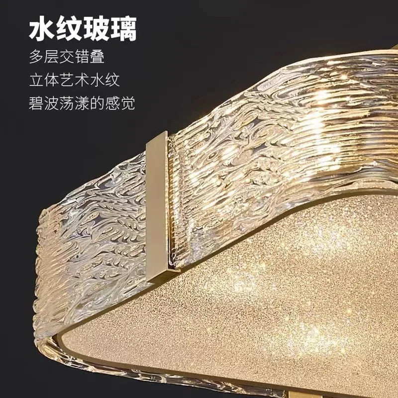 Afralia™ Gold Glass Ceiling Chandelier LED Suspension Luminaire for Home Decor