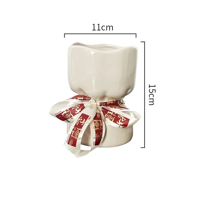 Afralia™ Ceramic Bouquet Vase Desk Decoration Room Aesthetic Decor