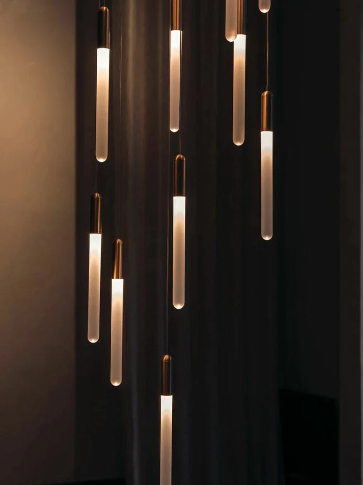 Afralia™ LED Nordic Cylinder Chandelier: Modern Indoor Lighting for Staircase & Decoration