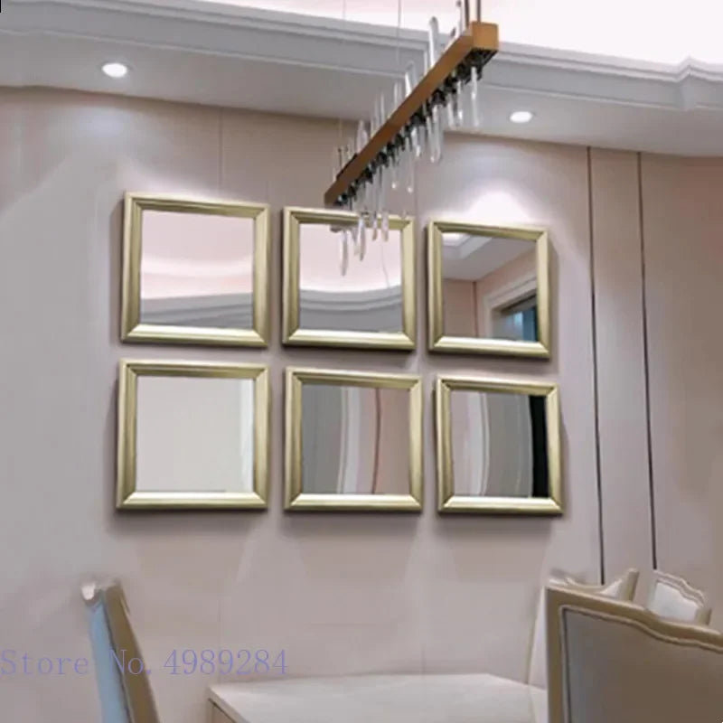 Afralia™ Golden Border Square Mirror Wall Decor Combination