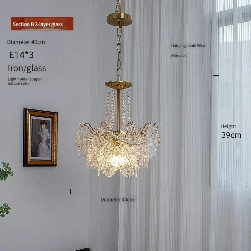 Afralia™ Clear Glass LED Chandelier: Modern French Style Hanging Fixture for Bedroom, Living Room & Kitchen