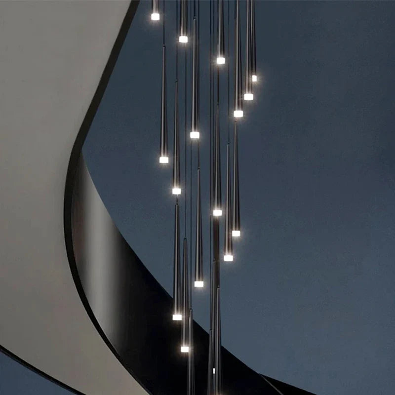 Afralia™ Modern Stair Chandelier Pendant Lights Ceiling Lamp LED Chandeliers Living Room Lighting