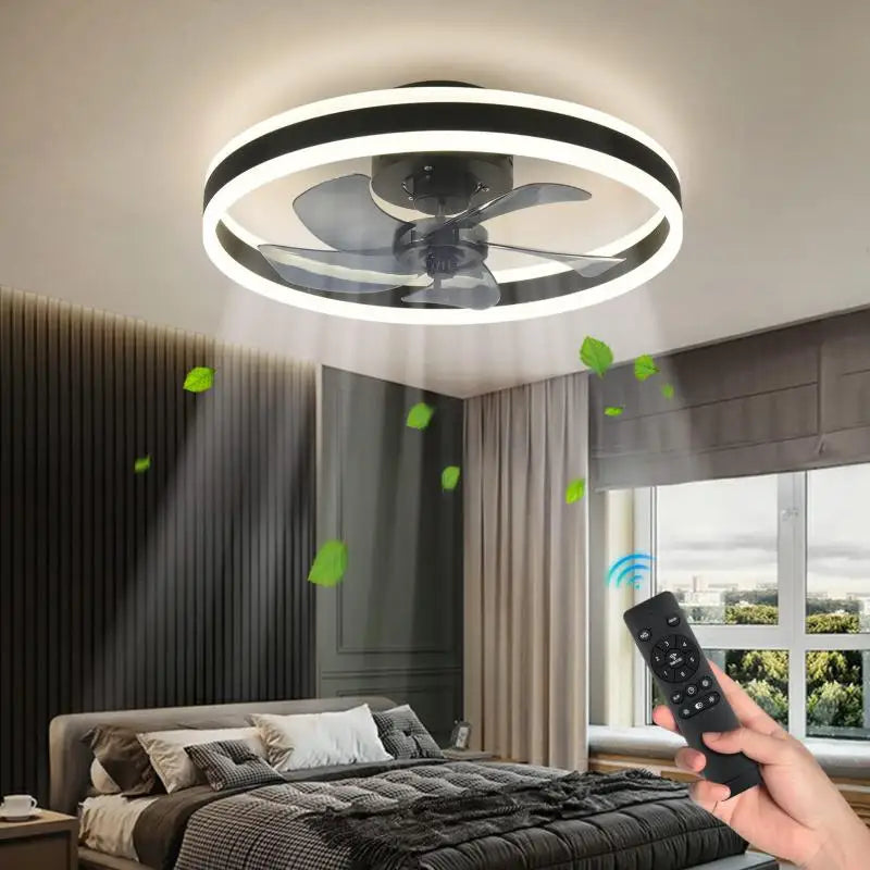 Afralia™ Smart Reversible Ceiling Fan with LED Lights, App Remote, Black/White Chandelier