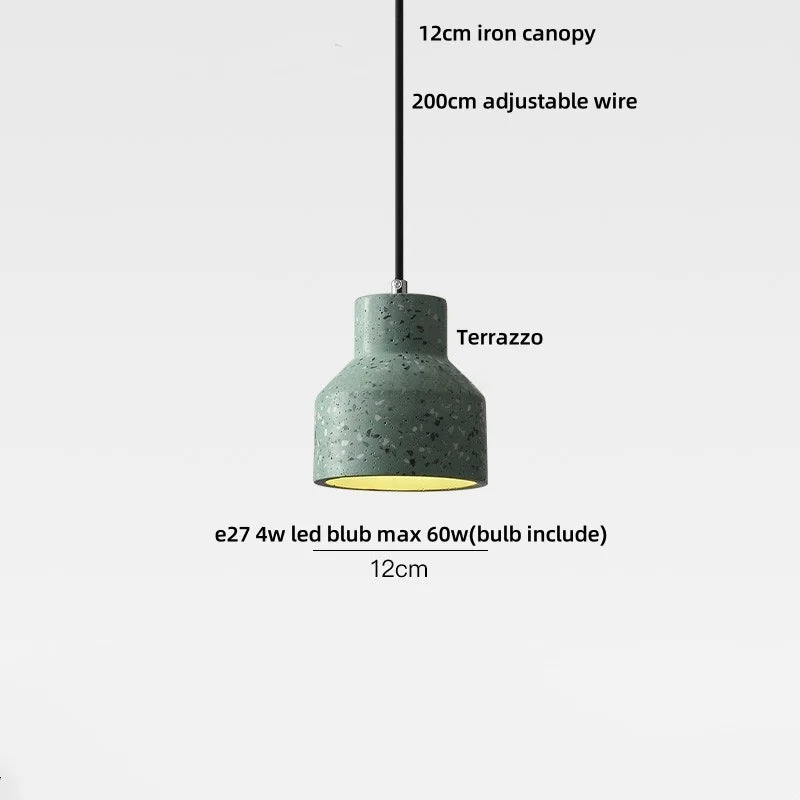 Afralia Terrazzo Stone LED Pendant Lamp for Industrial Loft, Bar, Coffee, Living Room.
