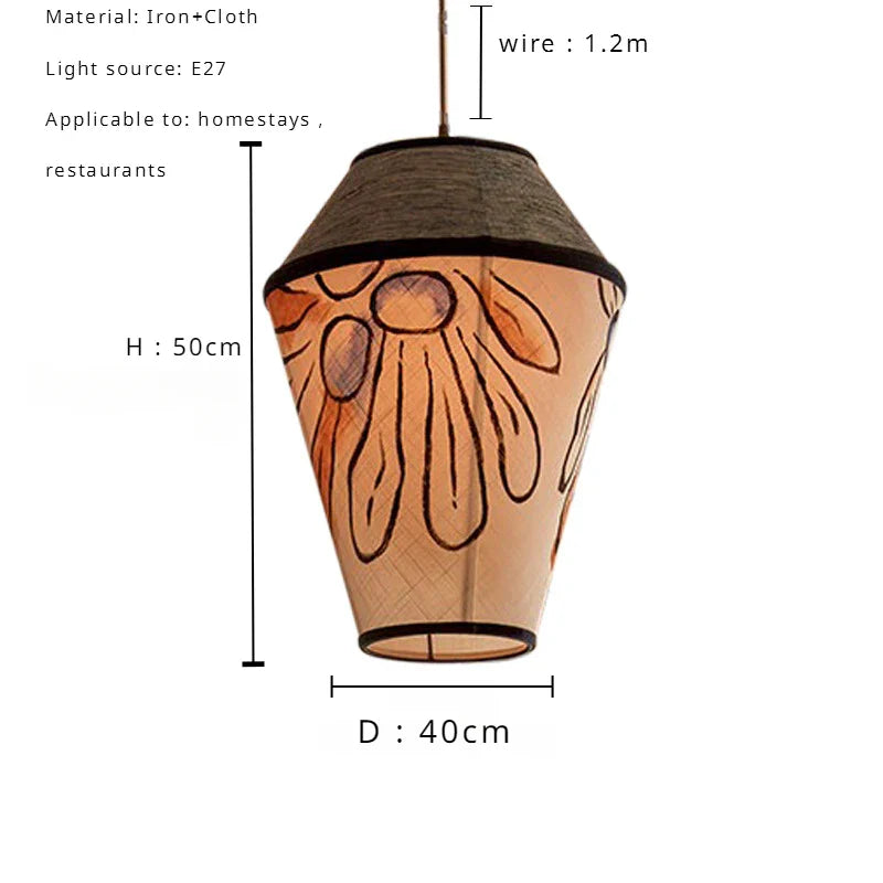 Afralia™ Colored Wabi Sabi Fabric Pendant Lamp for Homestay and Restaurant
