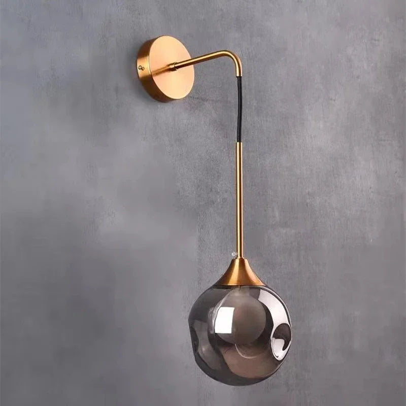 Afralia™ Glass Ball Gold Wall Lamp Modern Sconce Nordic Light Fixture for Living Bedroom