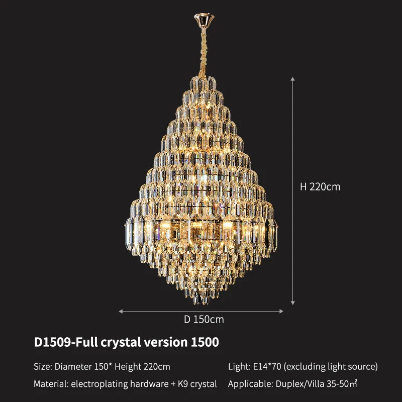 Afralia™ Crystal Pendant Light for Grand Chandelier Villa Hall & Hotel Lobby