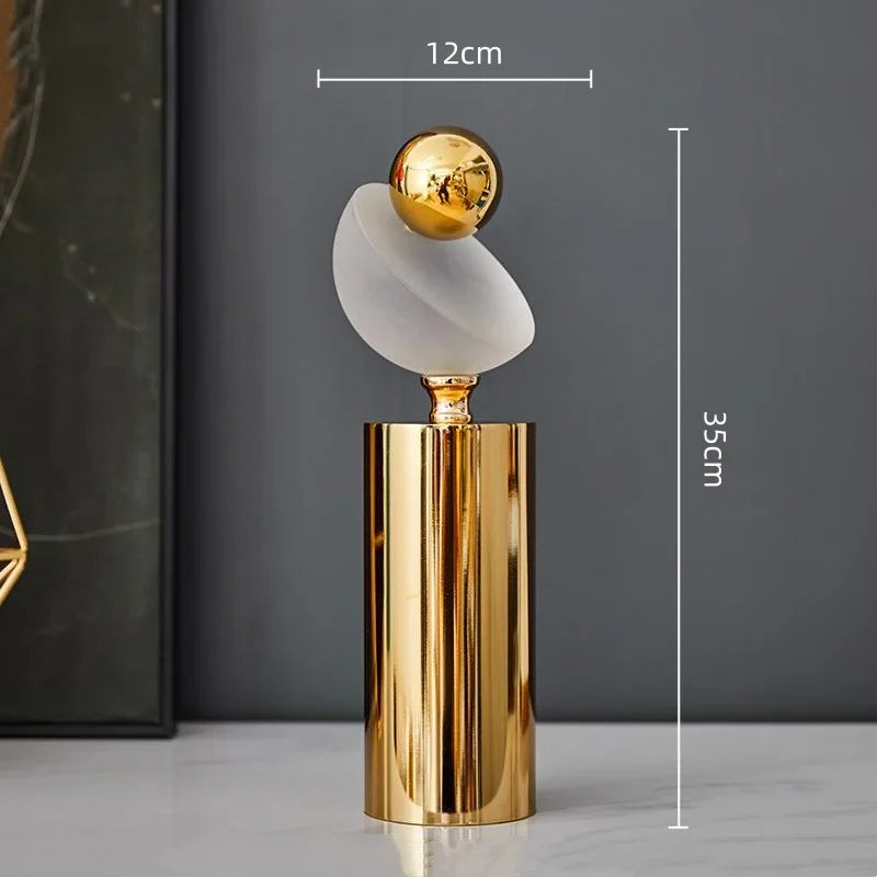 Afralia™ Geometric Golden Ball Frosted Glass Ornament Home Decor