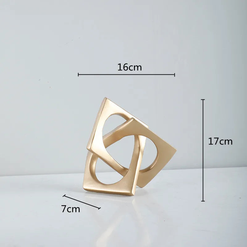 Afralia™ Geometric Cross Square Ring Sculpture White - Home Decor Ornament