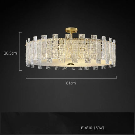 Afralia™ Art Deco Golden Copper Glass Chandelier LED Lighting Fixture