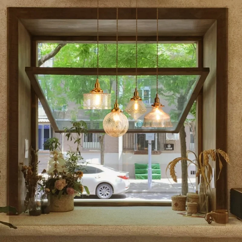 Afralia™ Clear Glass Copper LED Pendant Lamp for Home Decor & Lighting