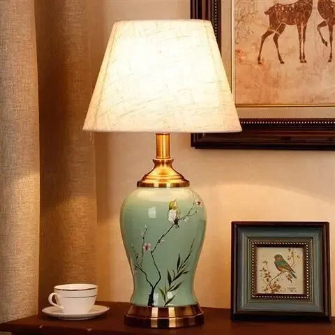 Afralia™ Chinese Ceramic Table Lamp for Living Room, Bedroom, and Study Room