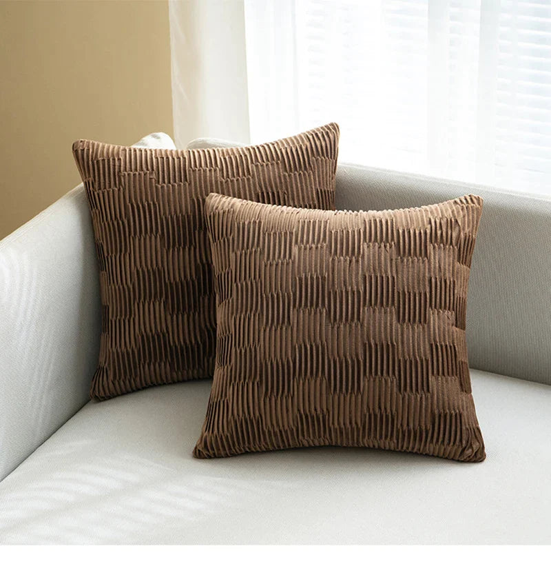 Afralia™ Spring Velvet Pleated Cushion Cover 45*45: Modern Simple Line Pillowcase Home Decor.