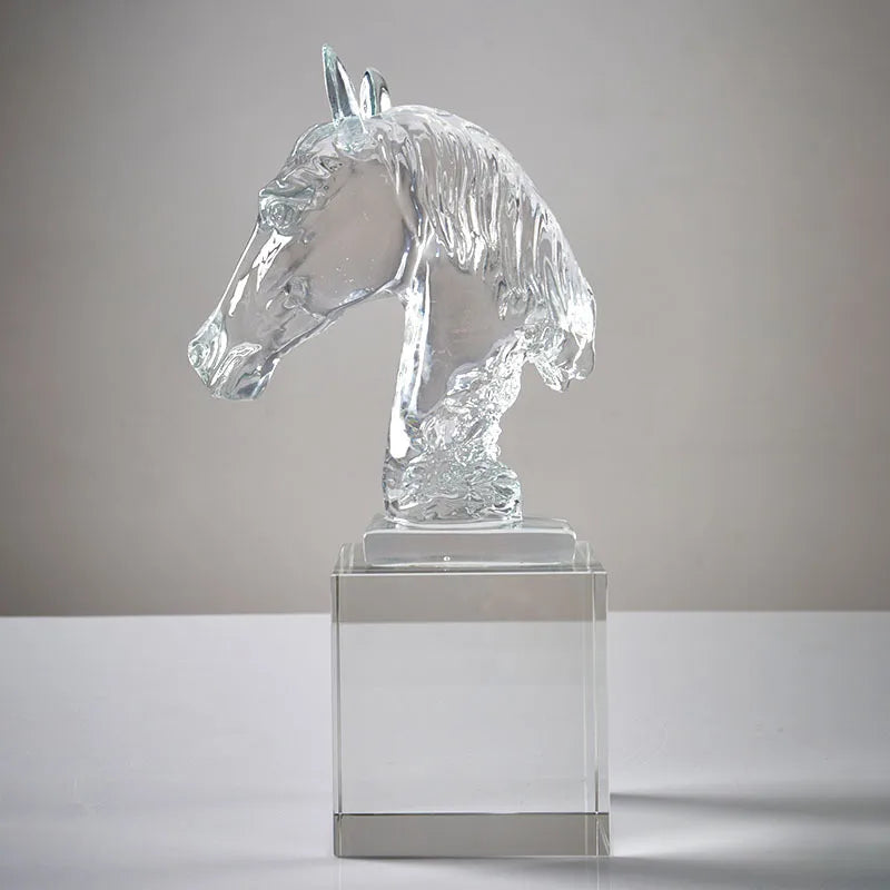 Afralia™ Horse Head Crystal Statue - Decorative Room Sculpture