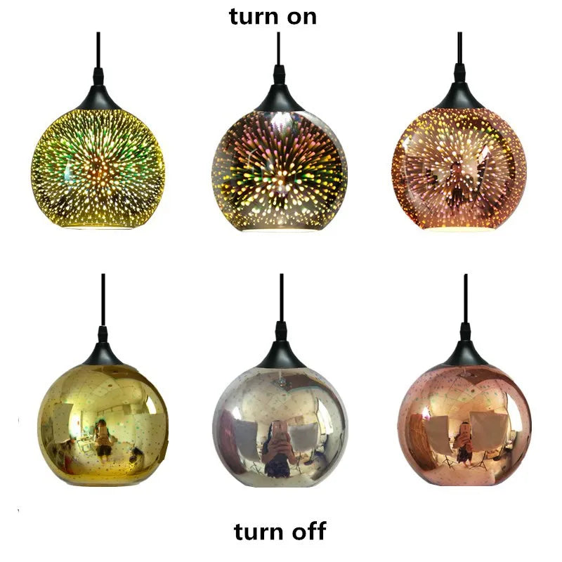 Afralia™ Fireworks Glass Ball LED Pendant Light Fixture for Bar Dining Kitchen