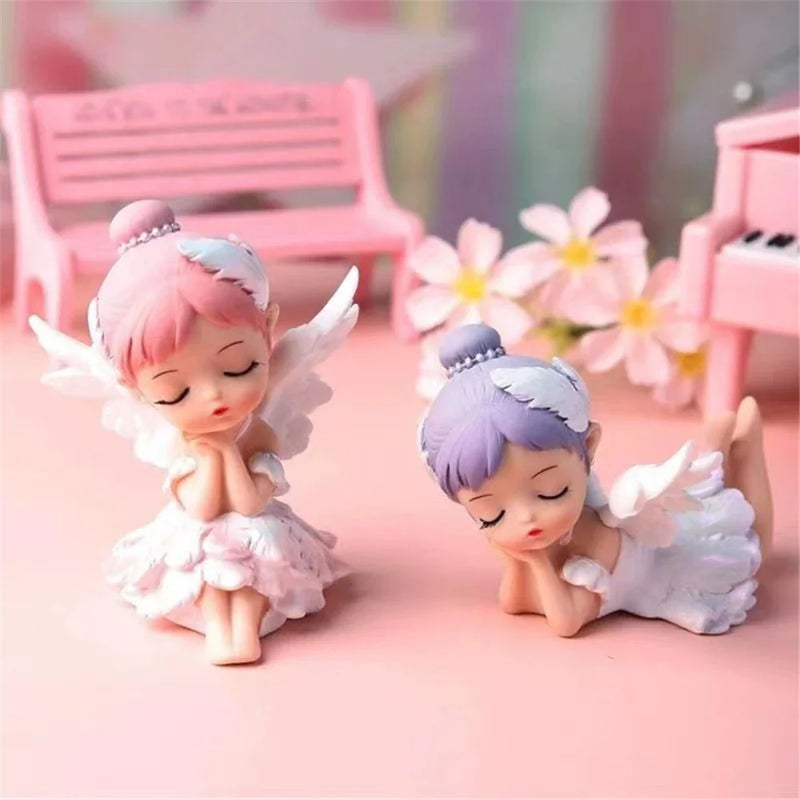 Afralia™ Mini Ballerina Angel Figurines Desktop Decor Cute Adorable Dashboard Decoration