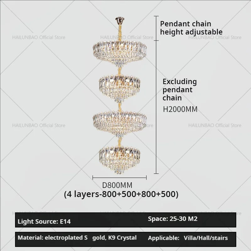Afralia™ Crystal Duplex Chandelier: New Light Luxury Post-Modern Hall Lighting for High Living Room