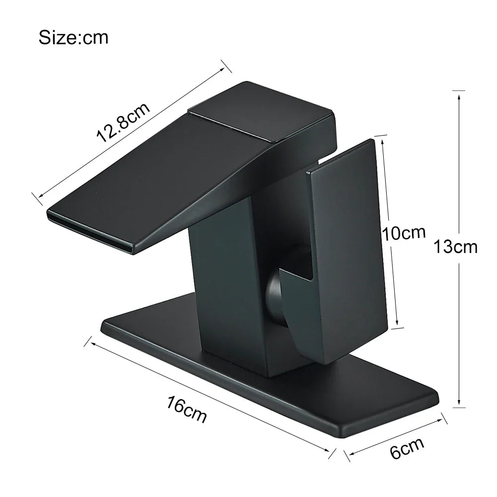 Afralia™ Brass Waterfall Bathroom Faucet Basin Taps with Temperature Display