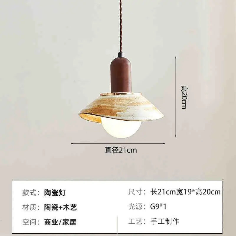 Afralia™ Ceramic Pendant Lamp Wabi-Sabi LED Hanging Light Vintage Bedroom Living Room