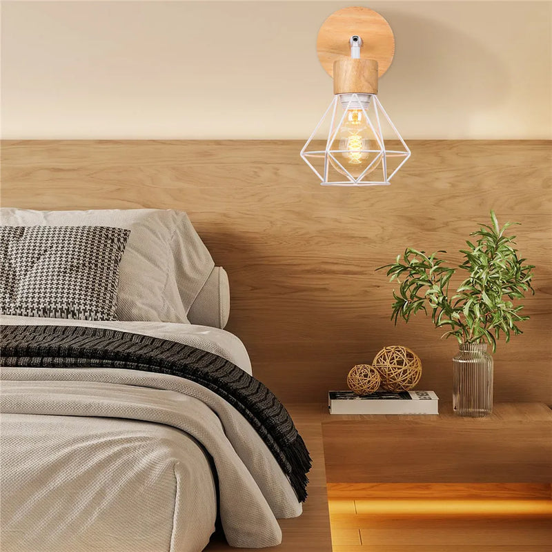 Afralia™ Loft Wood Wall Light Sconce for Bedroom Kitchen Indoor Lighting