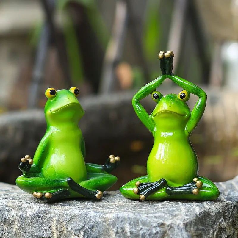 Afralia™ Yoga Frog Figurine: Interior Ornament for Home, Office, or Living Room Decor