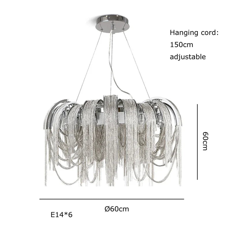 Afralia™ Aluminum Chain Pendant Lights Postmodern Tassel Hanging Lamp for Dining Table