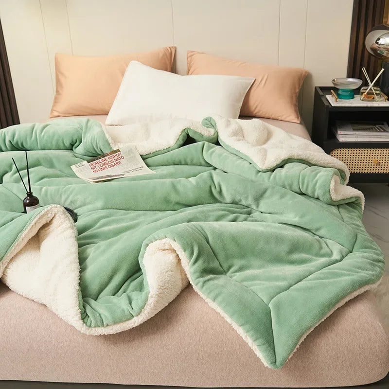 Afralia™ Double Layer Queen Blanket Super Soft Plush Warm Comfort for Autumn/Winter