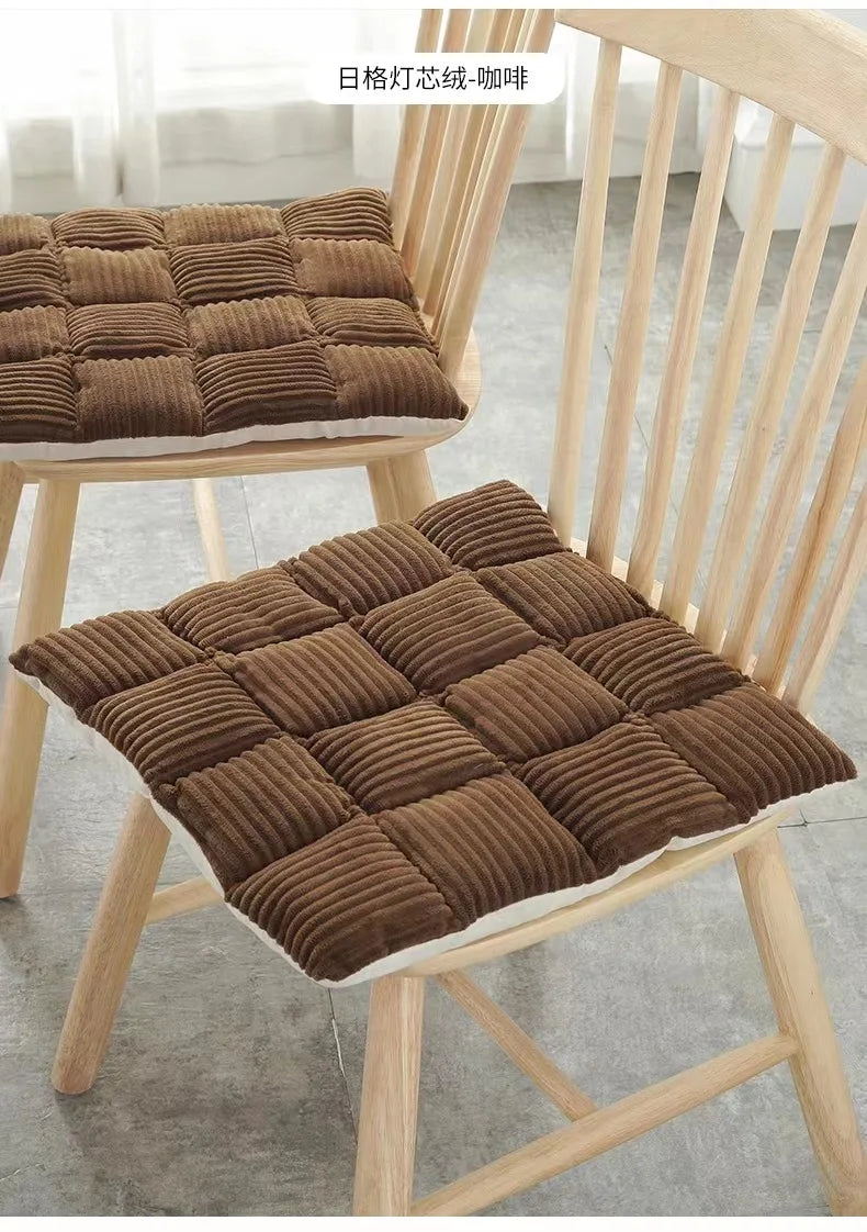 Afralia™ Corduroy Cushion: Plaid Thickened Office Chair, Dining Chair, Sofa Floor Cushion