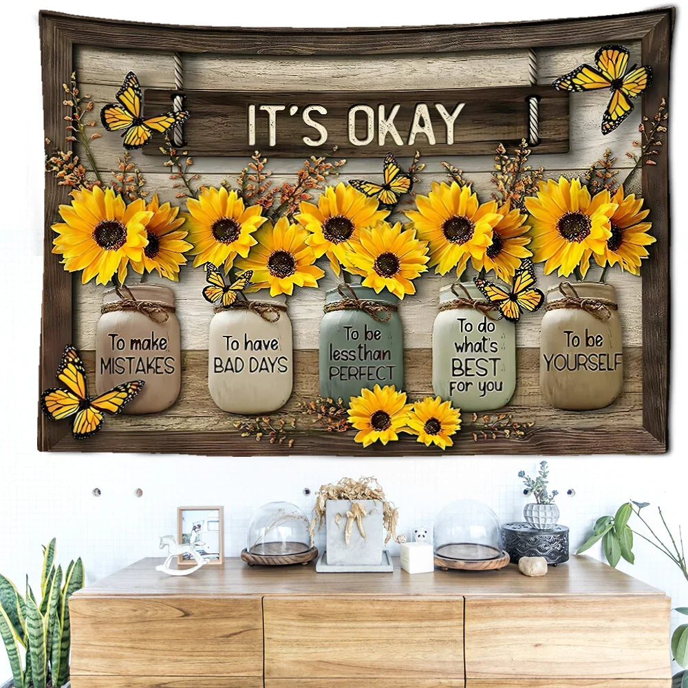 Floral Letter Tapestry Wall Hanging for Bohemian Aesthetics Bedroom Decor by Afralia™