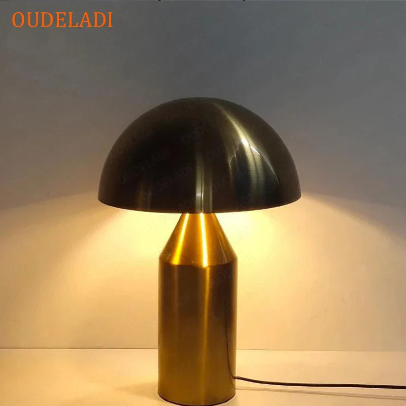 Afralia™ Black Iron Mushroom Table Lamp, Nordic Design, Gold Accent, Living Room Bedroom Light