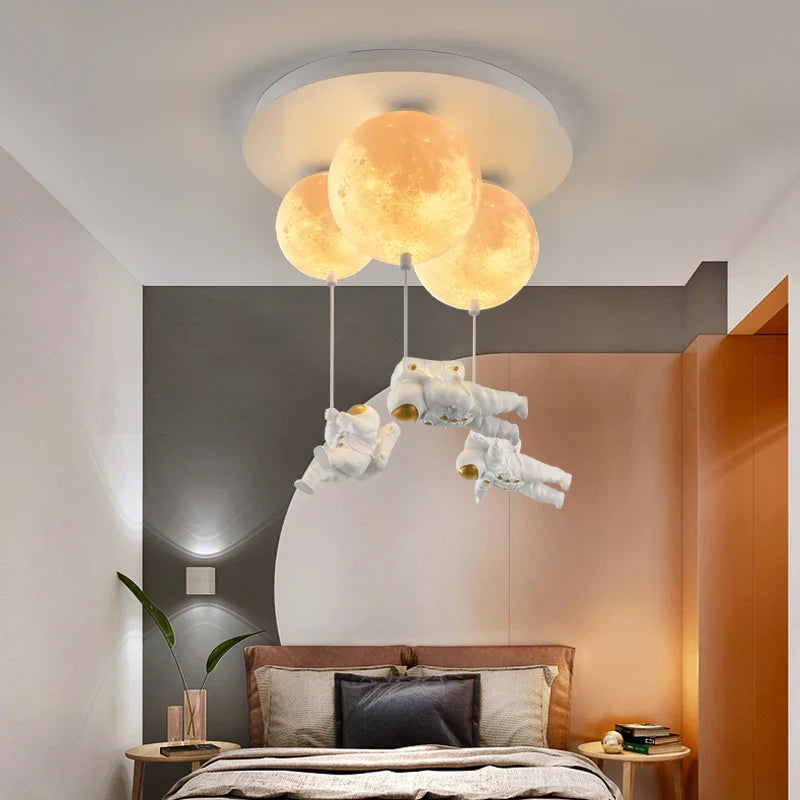Afralia™ Astronaut Globe Ceiling Light for Kids Room - 18cm/20cm/25cm
