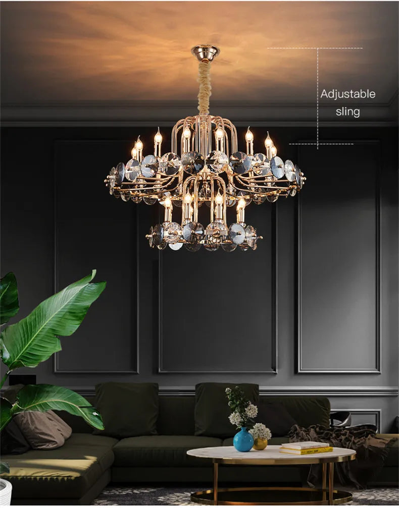 Afralia™ Crystal Living Room Chandelier: Luxury European Designer Lighting Fixtures