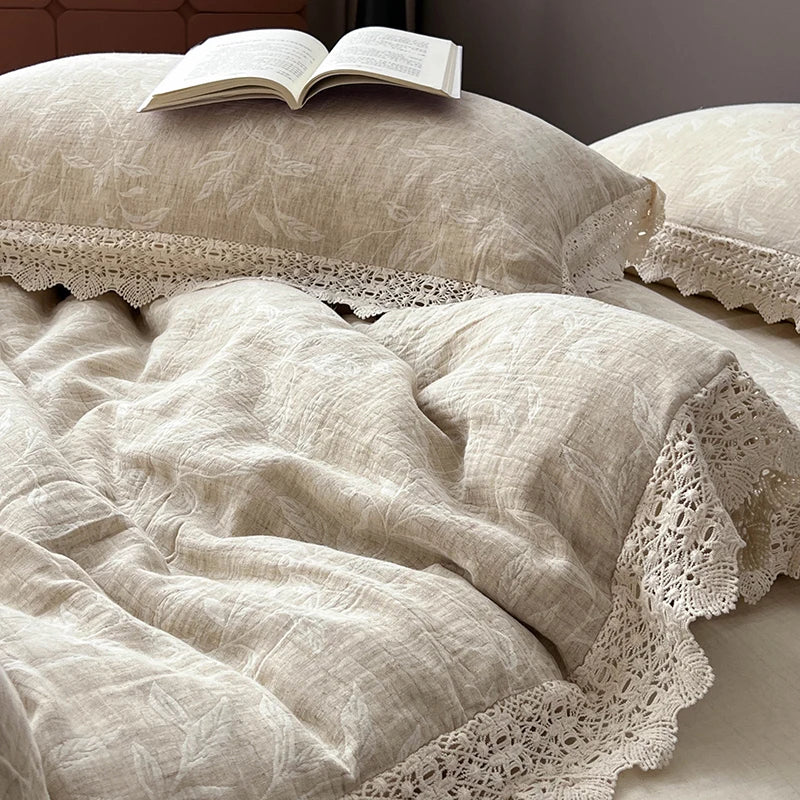 Afralia™ Lace Princess Jacquard Bedding Set - 4Pcs