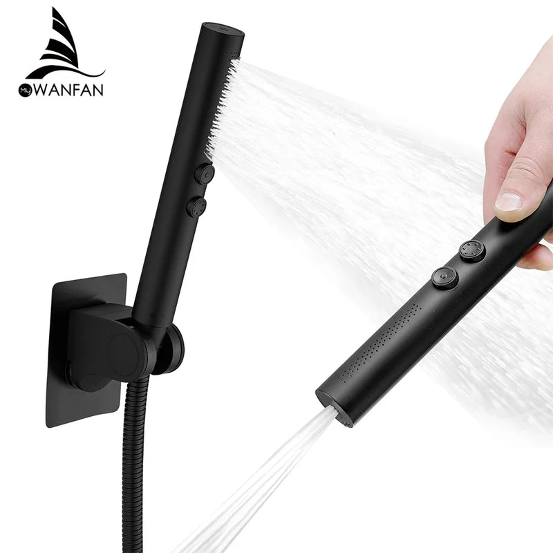 Afralia™ Black Stainless Steel High Pressure Shower Head Handheld Spray Nozzle