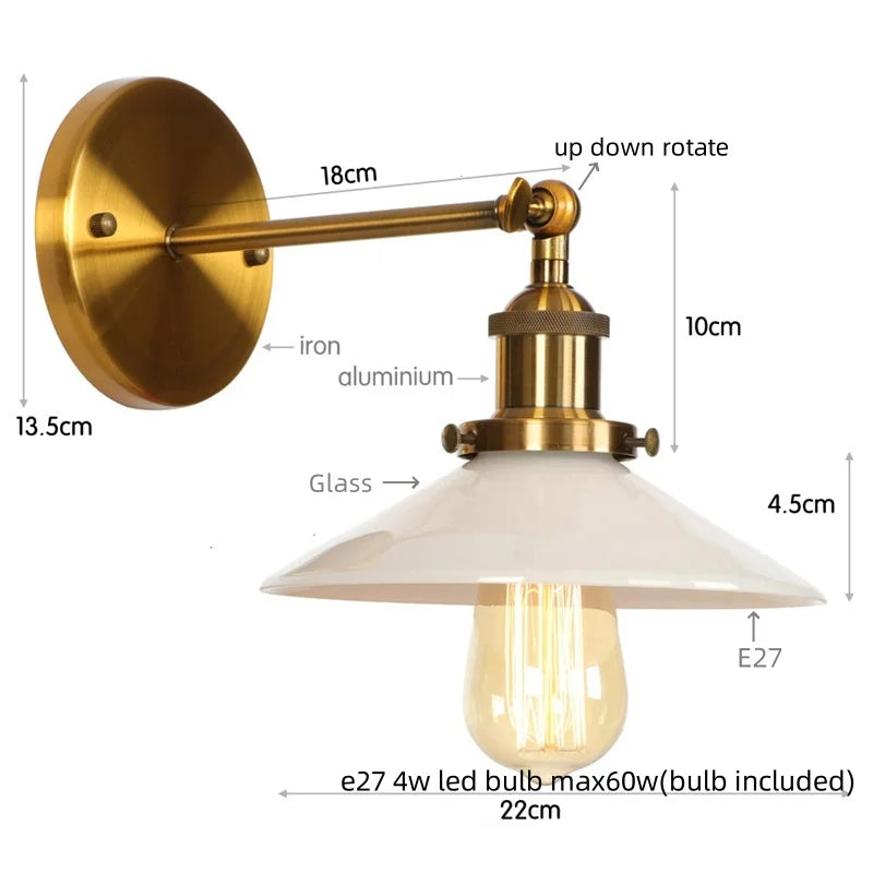 Afralia™ LED Wall Lights: Industrial Style Bedside Lamp for Kitchen, Reading, Cafe - White Class