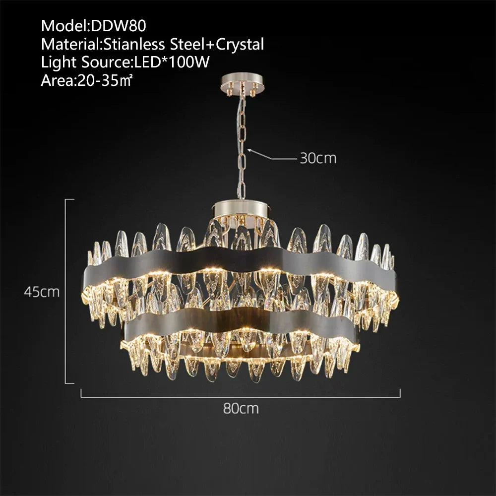 Afralia™ Modern Crystal Chandelier: Long Gold LED Luxury Suspension Lamps