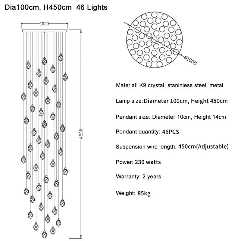 Afralia™ Diamond Crystal Ball Chandelier, Luxury LED Light Fixture for Staircase and Living Room