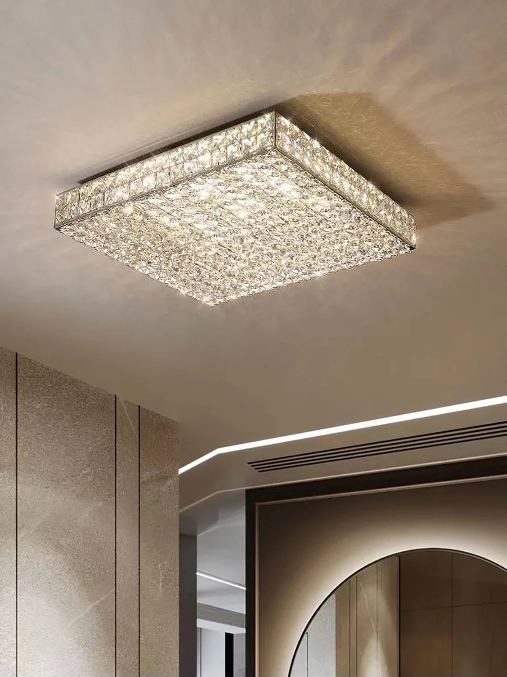 Afralia™ Crystal LED Rectangle Chandelier for Elegant Home Decor