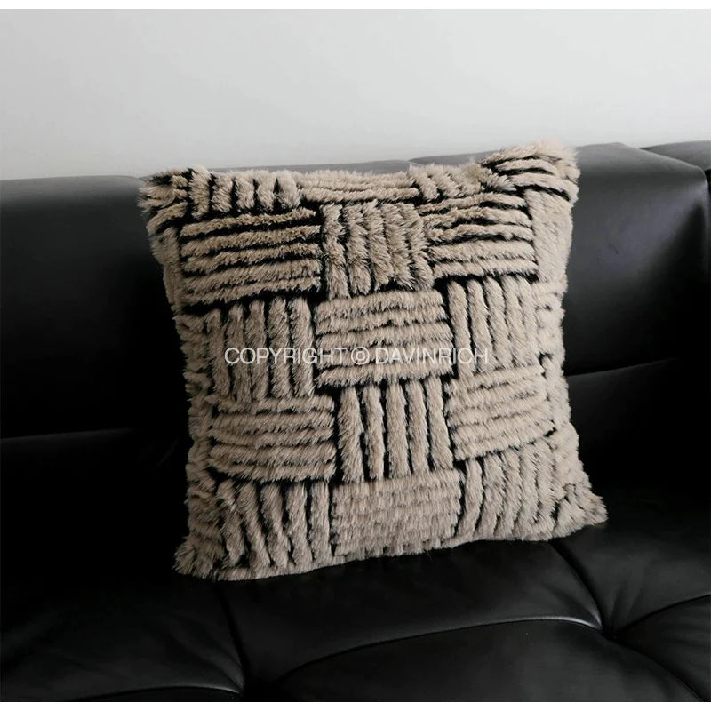 Afralia™ Luxury Italian Baroque Brown Stripe Tufted Pillowcase