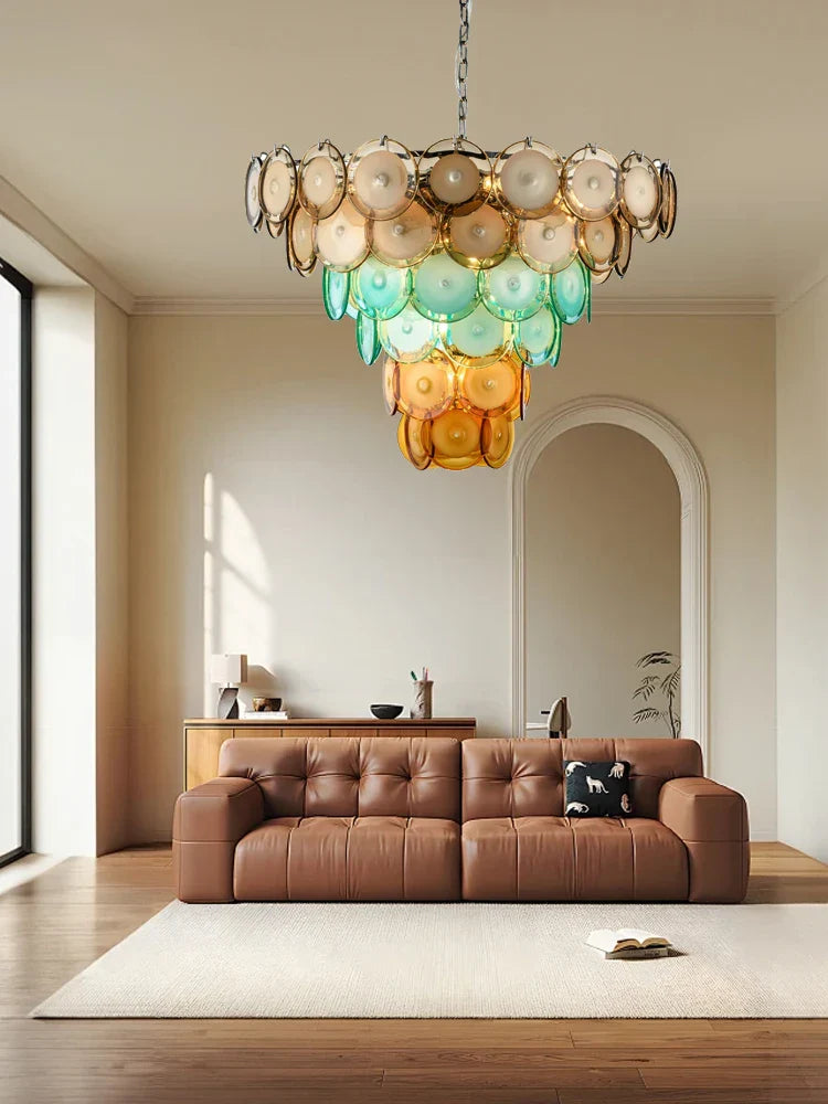 Nordic Retro Glass Oval Pendant Light for Living Room, LED E14 Dimmable - Afralia™