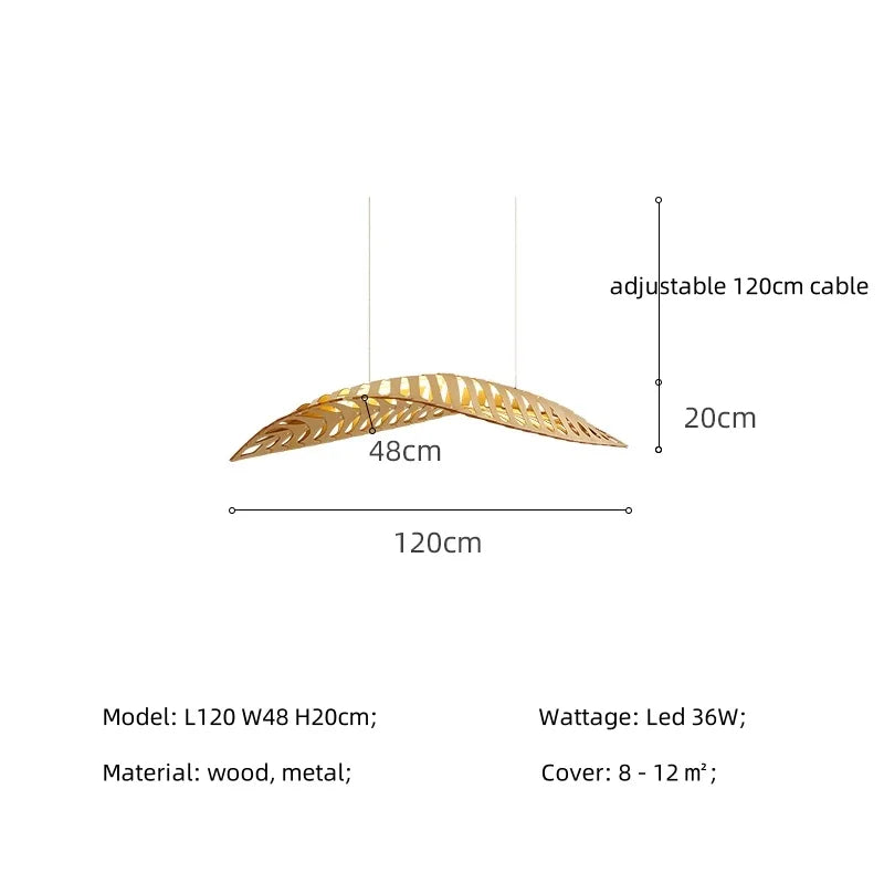 Afralia™ Wood Fish Bone Pendant Light Chandelier - Modern Nordic Style Indoor Hanging Lamp