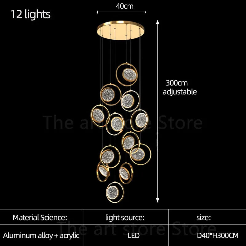 Afralia™ Luxury LED Chandelier for Villa, Staircase, Bar, Kitchen, Dining Room, Living Room