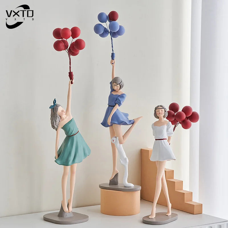 Afralia™ Balloon Girls Resin Home Decor Ornaments